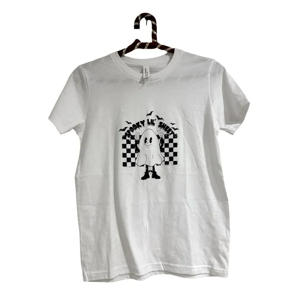 Bella Canvas White Ghost Graphic Tee NWOT